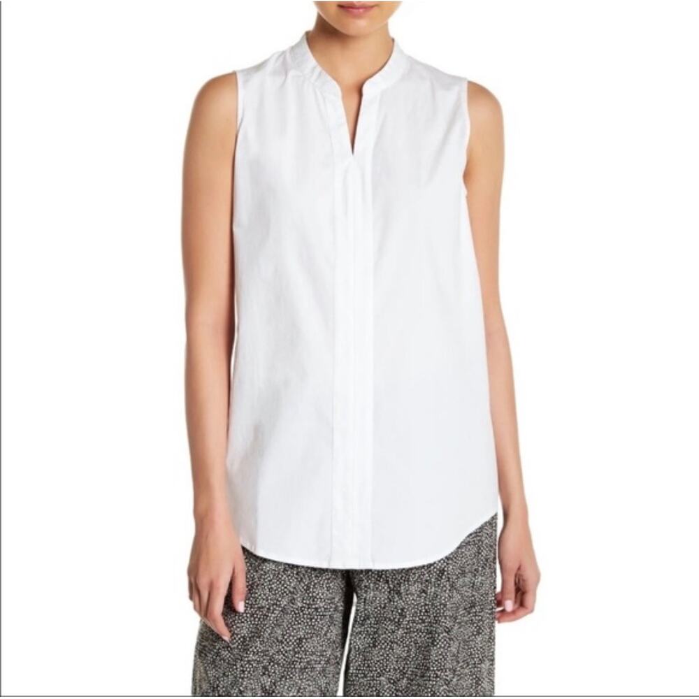 EILEEN FISHER classic minimalist workwear business sleeveless oversized shirt S - Picture 5 of 5